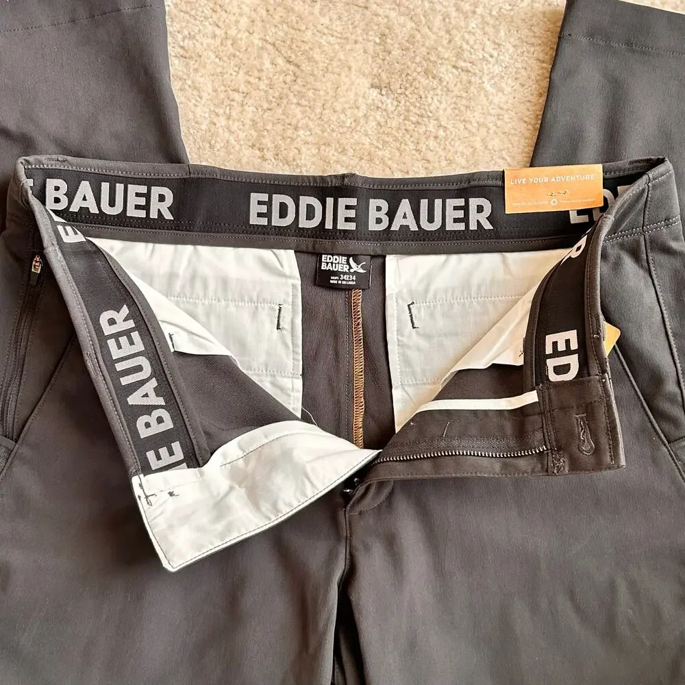 NWT Eddie Bauer Mr Flex Gray WR Sport Chino Classic Fit Men's 34/34